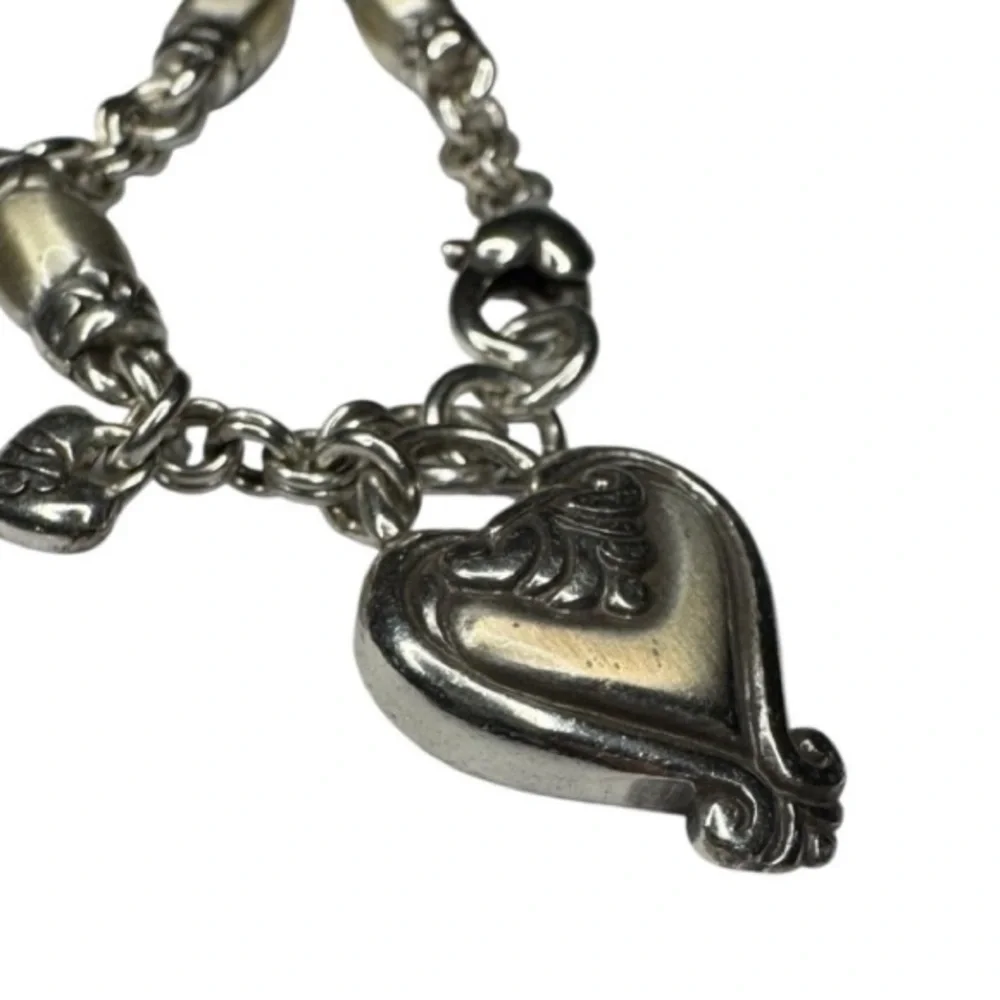 Brighton Blaire Heart Charm Bracelet Barrel Link Chain Retired + Heart Tin - Picture 2 of 7